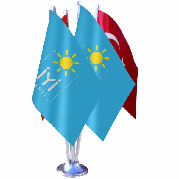 iyi Parti Mavi D�rtl� �zel Masa Bayra��